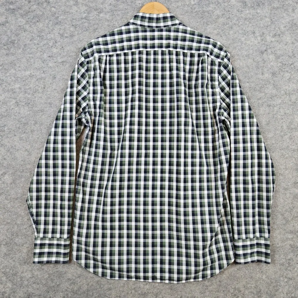 J Crew Men's‎ Flex Washed Shirt Size M Blue Green White Checks Cotton Blend Slim
